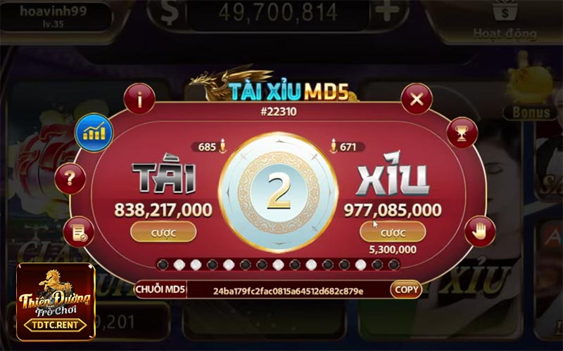 Tài Xỉu TDTC tại cổng game Thiên Đường Trò Chơi